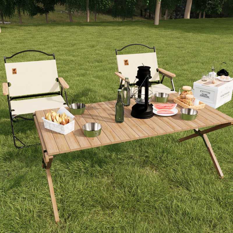 Стул раскладной со спинкой для кемпинга WCG Chill Бежевый