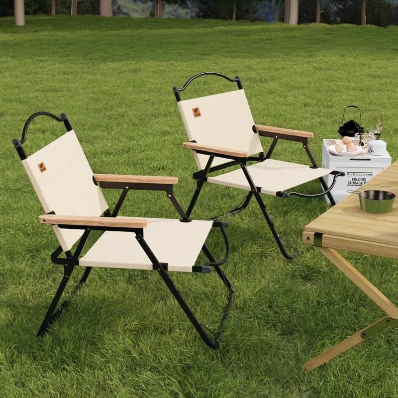 Стул раскладной со спинкой для кемпинга WCG Chill Бежевый