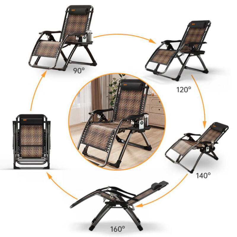 Раскладное кресло из ротанга шезлонг садовый Zero Gravity WCG S-9