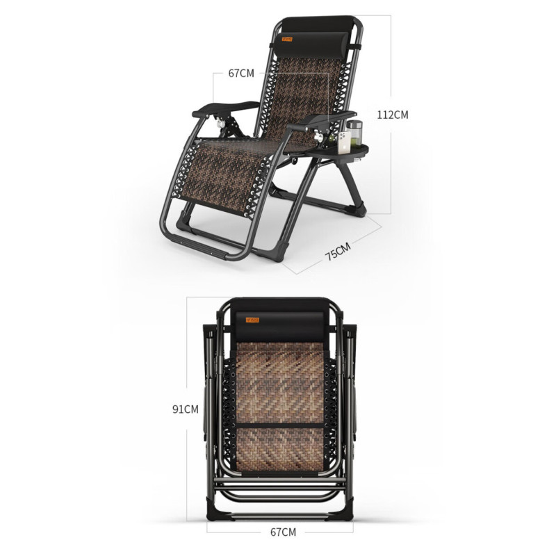 Раскладное кресло из ротанга шезлонг садовый Zero Gravity WCG S-9
