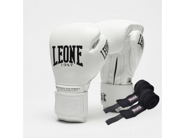 Боксерські рукавиці Leone GN111 THE GREATEST White 12 унцій (бинти 4 м. в комплекті)
