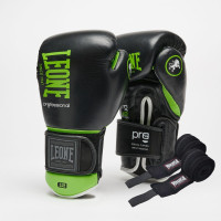Боксерські рукавиці Leone GN115 PROFESSIONAL 2 Black 14 унцій (бинти 4 м. в комплекті)