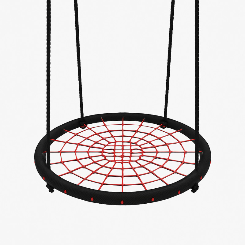 Гойдалка-гніздо WCG 100 см | Дитяча гойдалка з сіткою для вулиці та дому. Червоно-чорна