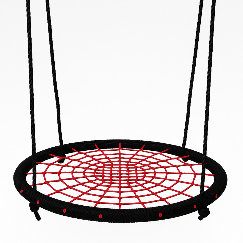 Гойдалка-гніздо WCG 100 см | Дитяча гойдалка з сіткою для вулиці та дому. Червоно-чорна