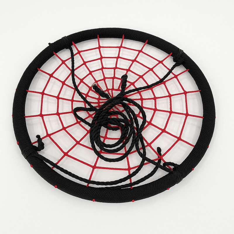 Гойдалка-гніздо WCG 100 см | Дитяча гойдалка з сіткою для вулиці та дому. Червоно-чорна