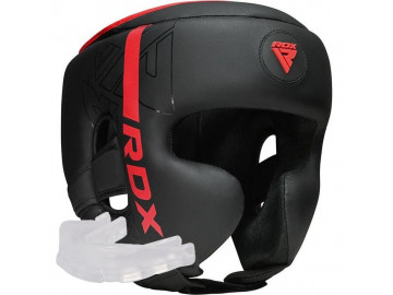 Боксерский шлем RDX F6 KARA Matte Red S (капа в комплекте)