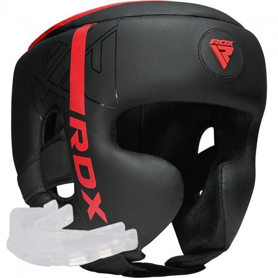 Боксерский шлем RDX F6 KARA Matte Red S (капа в комплекте)