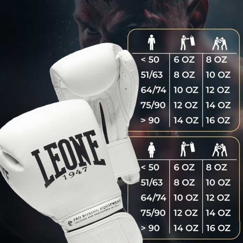 Боксерські рукавиці Leone GN111 THE GREATEST White 12 унцій (бинти 4 м. в комплекті)