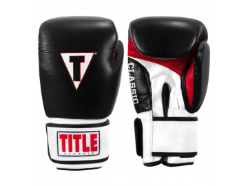 Боксерські рукавиці TITLE Classic Leather 2.0 Black/White/Red S 10 oz