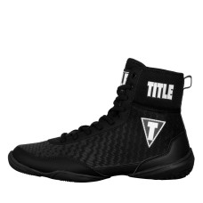 Боксерки (боксерская обувь) TITLE Boxing Predator II Shoes 2.0 Black/Grey, Размер 42, Микрофибра, Воздухопроницаемая сетка, Чёрный