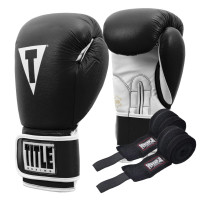 Боксерські рукавиці TITLE Boxing Pro Style Leather Gloves3.0 Black/White 14 oz