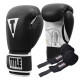 Боксерські рукавиці TITLE Boxing Pro Style Leather Gloves3.0 Black/White 14 oz (бинти 4м. в комплекті)