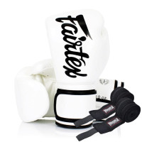 Боксерские перчатки Fairtex BGV14 White (бинты в комплекте), 10 унций, Микрофибра, Белый
