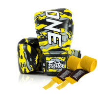 Боксерські рукавиці Fairtex BGV-ONE X STBG (бинти в комплекті), 14 унцій, Натуральна шкіра, Жовтий