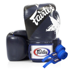Боксерські рукавиці Fairtex BGV1 Nation Print Blue 10 унцій (бинти в комплекті)