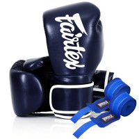 Боксерские перчатки Fairtex BGV14 Blue (бинты в комплекте), 12 унций, Микрофибра, Синий