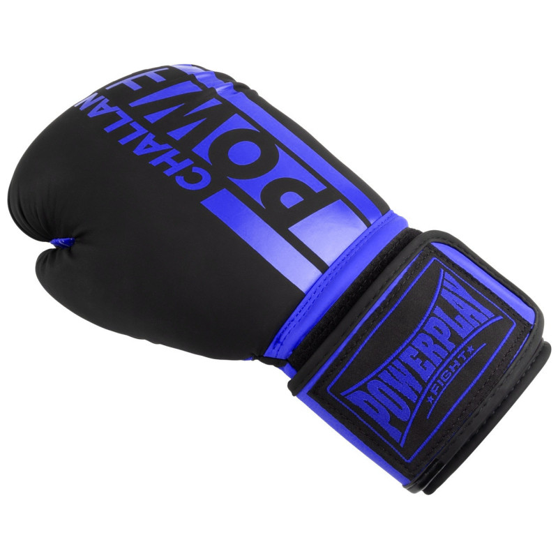 Боксерські рукавиці PowerPlay 3086 Matt Challenger Чорно-Сині 14 унцій