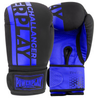 Боксерські рукавиці PowerPlay 3086 Matt Challenger Чорно-Сині 14 унцій