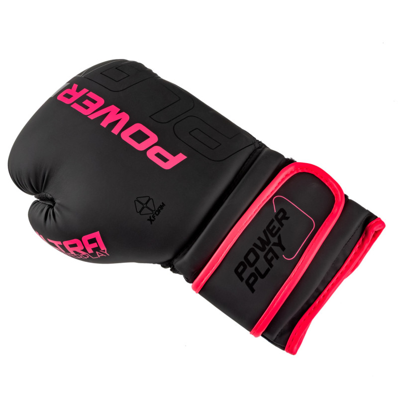 Боксерські рукавиці PowerPlay 3024 Ultra Mat, 8 унцій, Штучна шкіра (PU), Чорно-рожевий