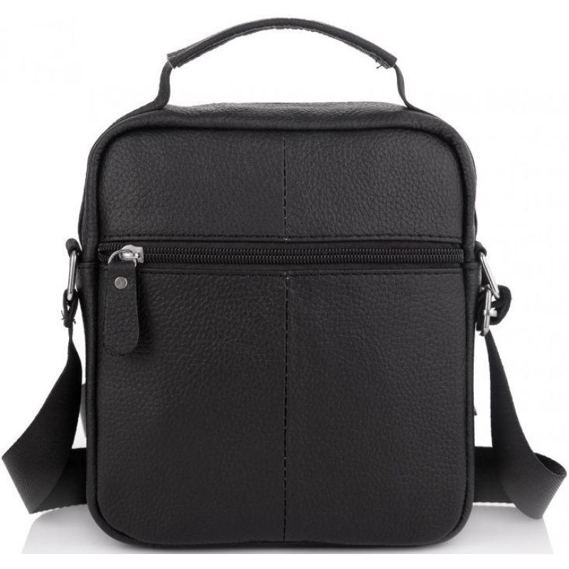 Сумка мужская кожаная Tiding Bag через плечо черная