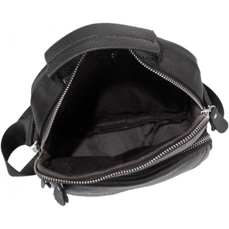 Сумка мужская кожаная Tiding Bag через плечо черная