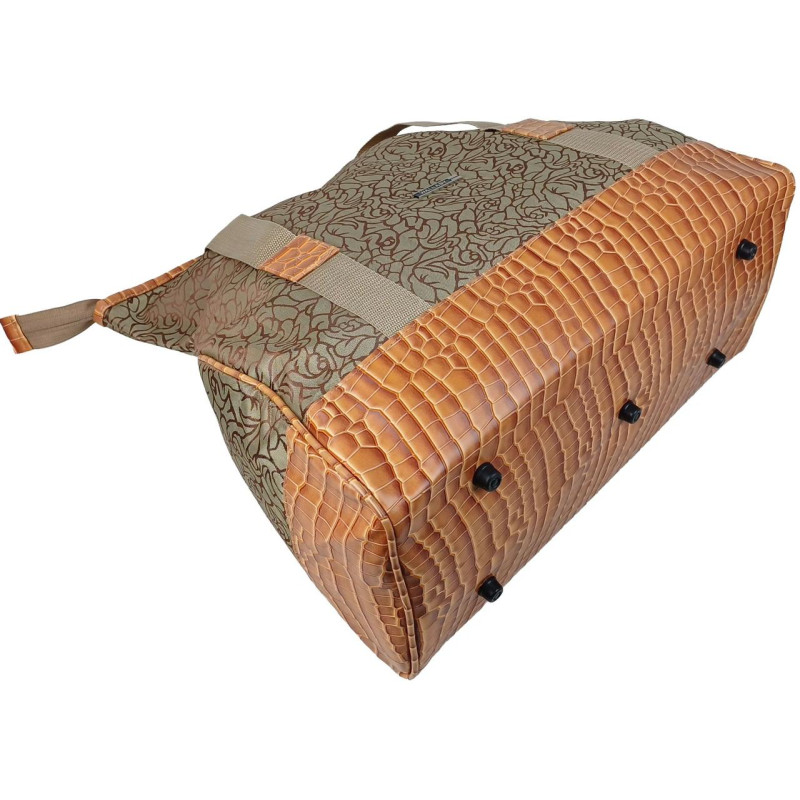 Дорожная сумка, саквояж 25L Wallaby бежевая с цветами