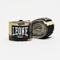 Бинти для боксу Leone AB705 Green Mimetic, Комплект: 2 шт. з футляром, Довжина 4.5 м, Бавовна, Зелений