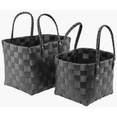 Набір плетених кошиків для зберігання ALDI Wicker Basket, 2 шт., сірі, 24×30×27 і 22×22×22 см