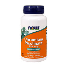 Витамины и минералы, Chromium Picolinate 200 mcg, NOW, 100 капсул