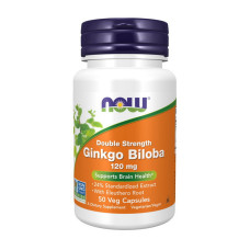 Добавка для здоровья, Ginkgo Biloba 120 mg Double Strength, NOW, 50 капсул