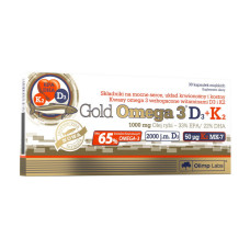 Омега-3, Gold Omega 3 D3+K2, OLIMP, 30 капсул