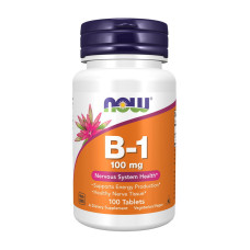 Витамины и минералы, B-1 100 mg, NOW, 100 таблеток