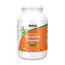 Добавка для здоровья, Organic Spirulina Powder, NOW, 454 г (Без вкуса)
