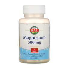 Магний, Magnesium 500 mg, KAL, 60 таблеток