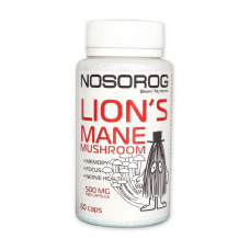 Добавка для здоровья, Lion's Mane Mushroom 500 mg, NOSOROG, 60 капсул