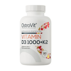Витамины, Vitamin D3 1000 + K2, OstroVit, 90 таблеток