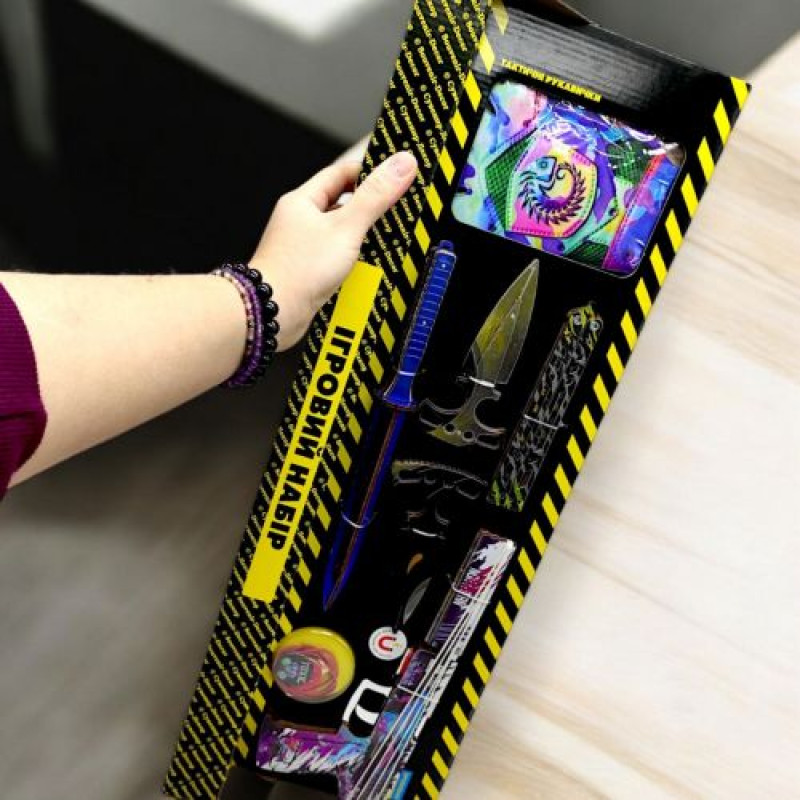 Игровой набор "BIG BOX Genesis", деревянный - резинкострел, ножи, перчатки, брелок