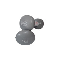 Гантелі вінілові LiveUp Vinyl Dumbbell Egg Head, ергономічні, 2х5 кг, сталь/вініл, сірі