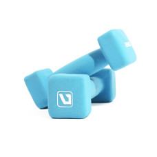 LiveUp Square Head Dumbbell гантели неопреновые 2х2 кг (пара), голубые, неопреновое покрытие, квадратная форма (anti-roll), нескользящая поверхность, для фитнеса, аэробики и домашних тренировок