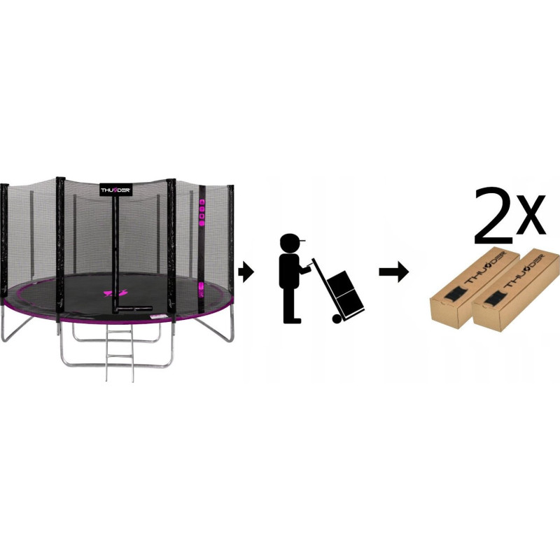 Батут THUNDER OUTSIDE PRO з зовнішньою сіткою 12 футів 366 см чорно-рожевий