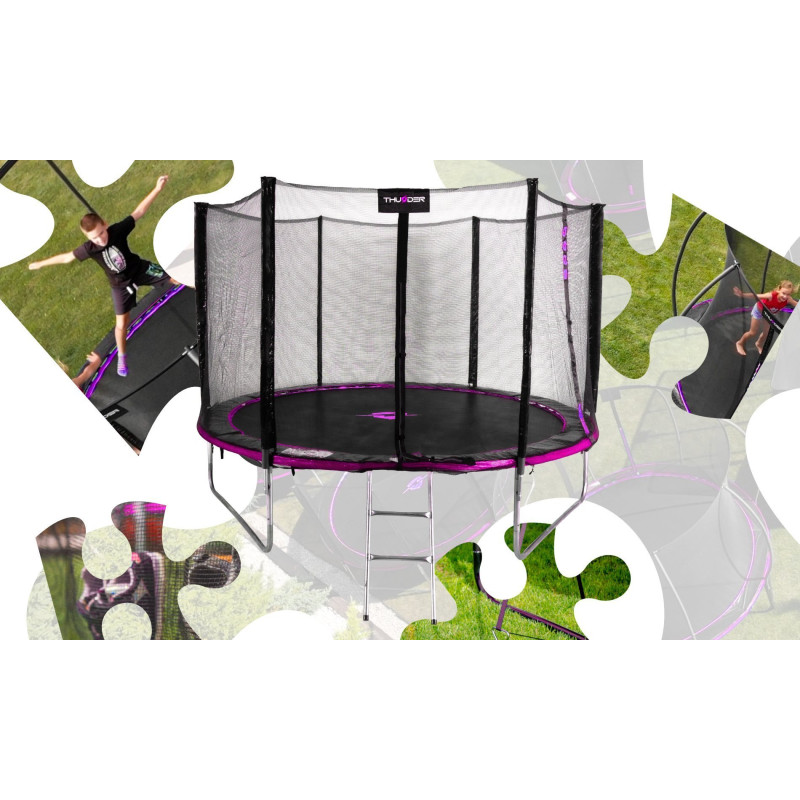 Батут THUNDER OUTSIDE PRO з зовнішньою сіткою 12 футів 366 см чорно-рожевий
