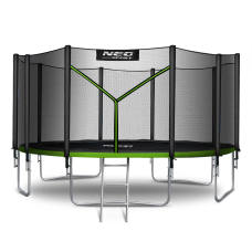 Батут Neo-Sport NS-15Z231 з зовнішньою сіткою 15 футів 465 см, чорно-зелений
