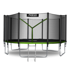 Батут Neo-Sport NS-15Z231 з зовнішньою сіткою 15 футів 465 см, чорно-зелений