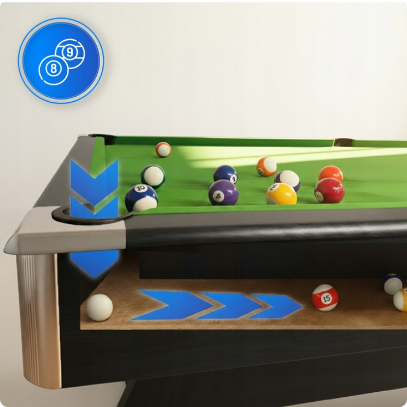 Більярдний стіл THUNDER BOLD-BLACK 8FT, 244 х 132 х 81 см