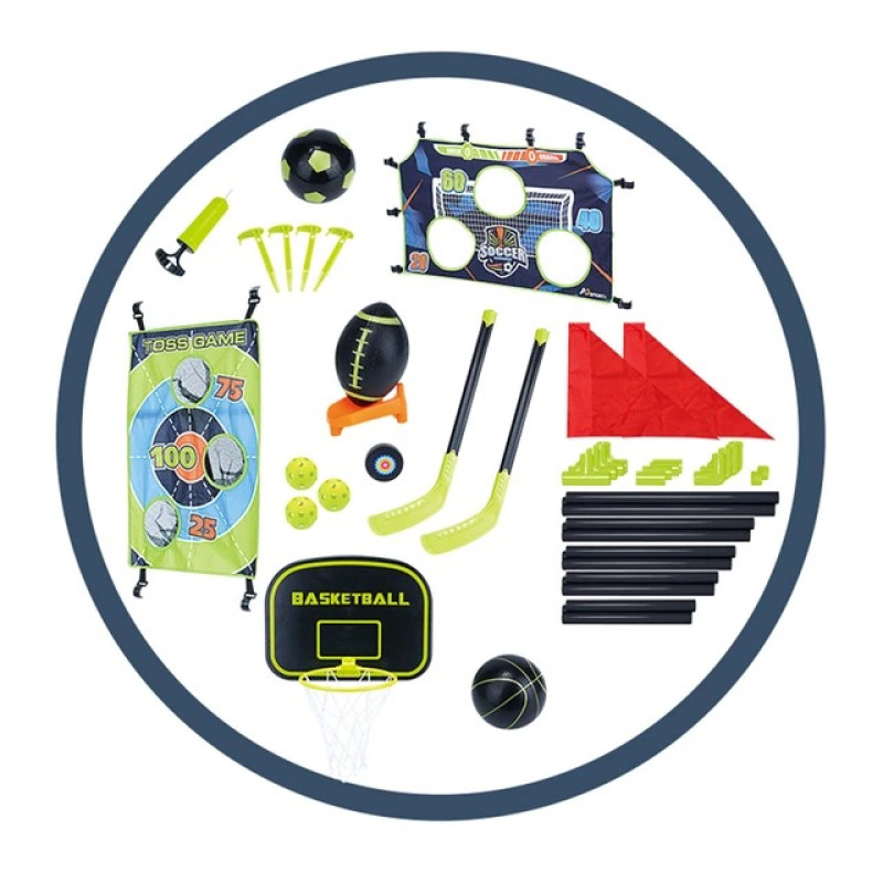 Дитячий ігровий набір 6 в 1 inSPORTline SCS530, 135 x 92,5 x 96 см - чорно-зелений