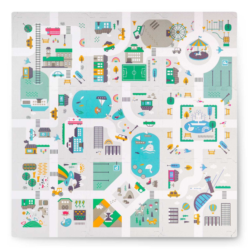 Дитячий килимок-пазл Nukido Маленьке місто, 38 x 38 см 9 шт, різнокольоровий