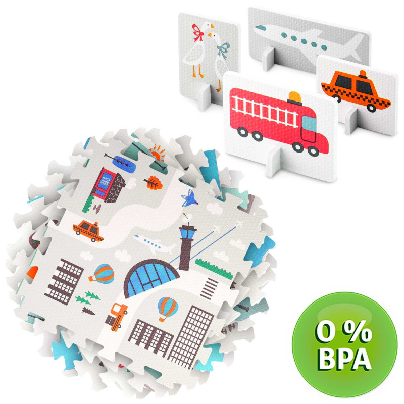 Дитячий килимок-пазл Nukido Маленьке місто, 38 x 38 см 9 шт, різнокольоровий
