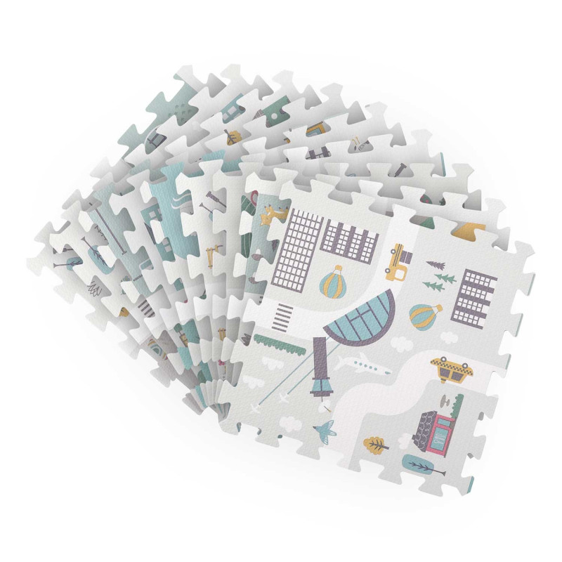 Дитячий килимок-пазл Nukido Маленьке місто, 38 x 38 см 9 шт, різнокольоровий