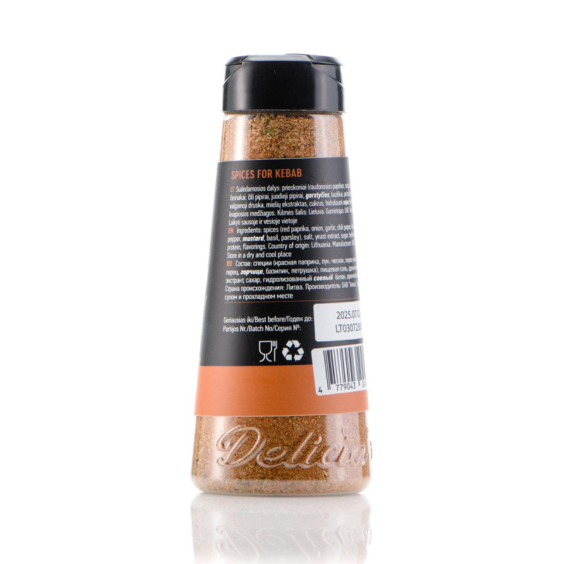 Суміш спецій Delicia's Spices Kebab для кебабу 160 г 241676 Код: 013256