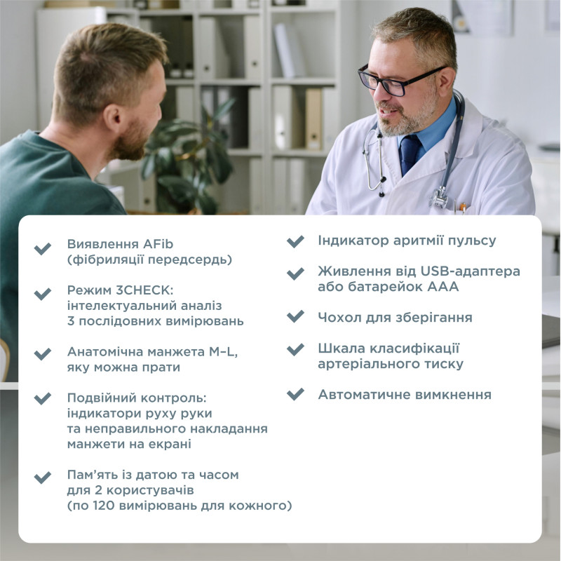 Автоматичний тонометр B.Well TH-75 з виявленням фібриляції передсердь AFib (TH-75-2650)